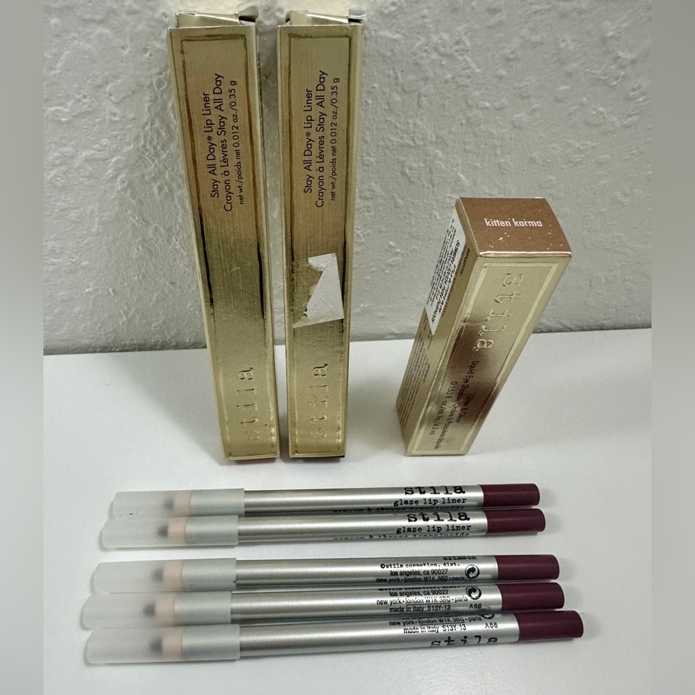 Stila Lip and Eye Bundle - 7 lip liners and 1 Liquid Eye Shadow $90 retail